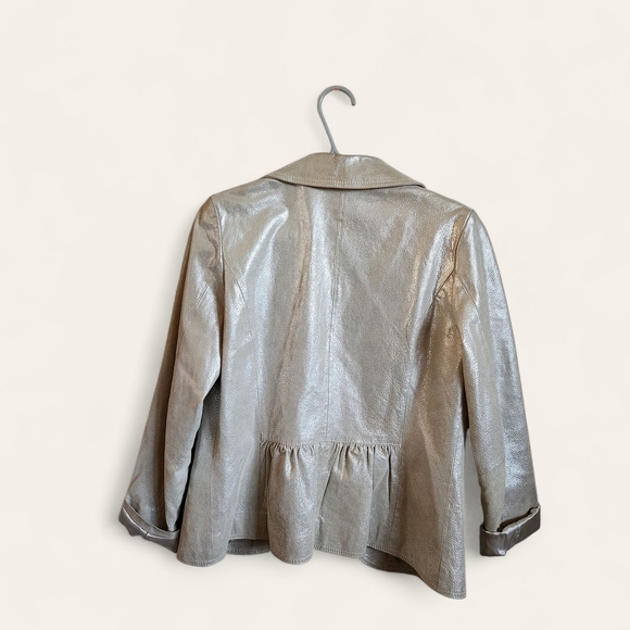 Its A New Vision Women's Size Small Cream Leather Blazer - Picture 12 of 12